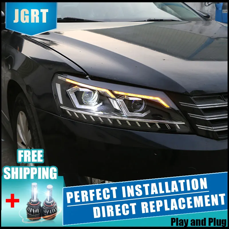  2PCS LED Headlights ForVolkswagen Passat 12-15 Car Led Lights Double Xenon Lens Car Accessories Day - 32988847024