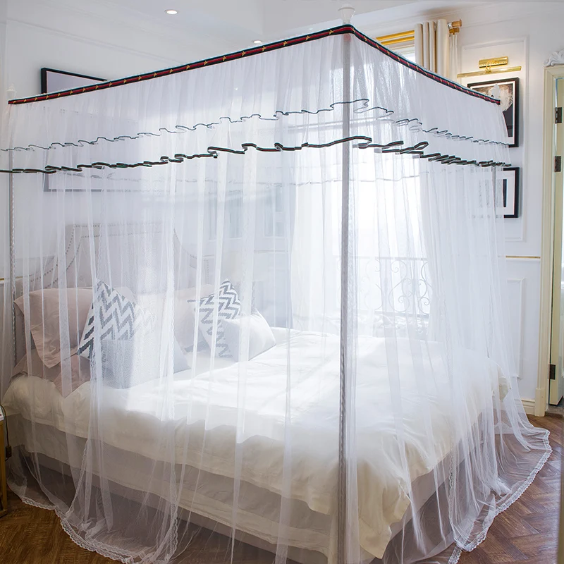 New Romantic Princess white Lace Canopy Mosquito Net Contain Frame for Twin Full Queen King Bed