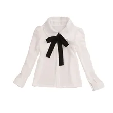 Белые рубашки для маленьких девочек; шифоновые блузки для девочек; весенне-осенняя подростковая одежда удлиненного фасона; школьная форма для студентов