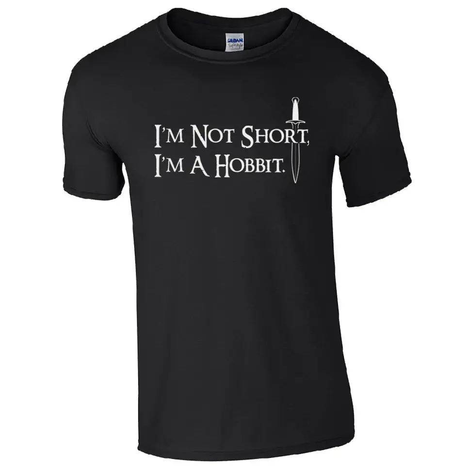 

I'm Not Short, I'm A Hobbit T-Shirt - Funny Men & Kids LOTR Inspired Fan Top Funny Tops Tee New Unisex Funny free shipping