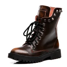 Fashion Echtes Leder Frauen Winter Stiefel Aus Weichem Leder Schädel Martins Stiefeletten Schuhe Marke Qualität Black Warm Pelz Frauen Stiefel 8311 Watt