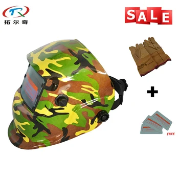 

Free Gloves Skull Welder Mask Adjustable Army Camouflage Automatic Darkening Solar Grinding Welding Helmet TRQ-HD61-2233FF-YG