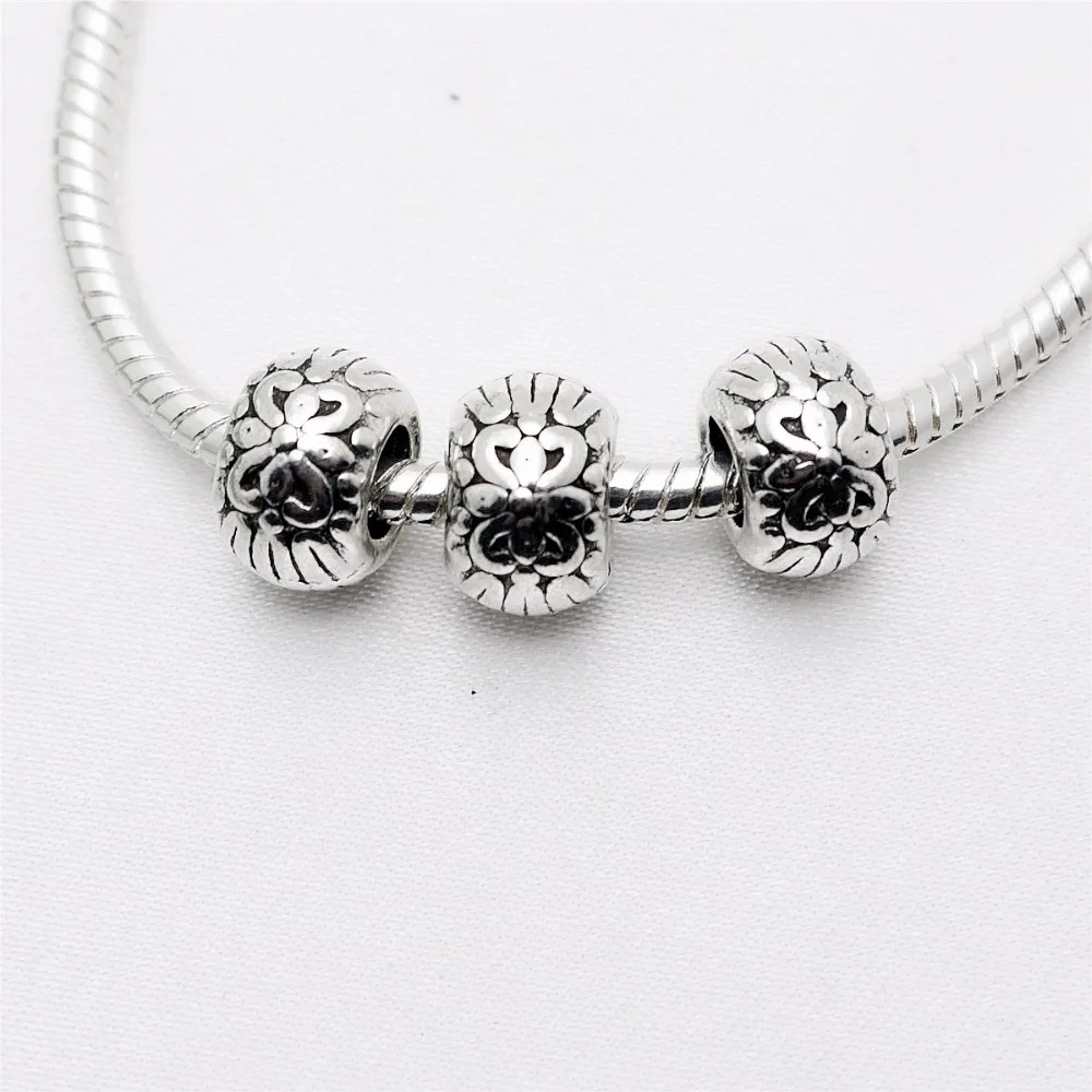 

Vintage Silver Round big hole beads fit Pandora Charms diy European Bracelets Jewelry Making Handmade 60pcs/lot