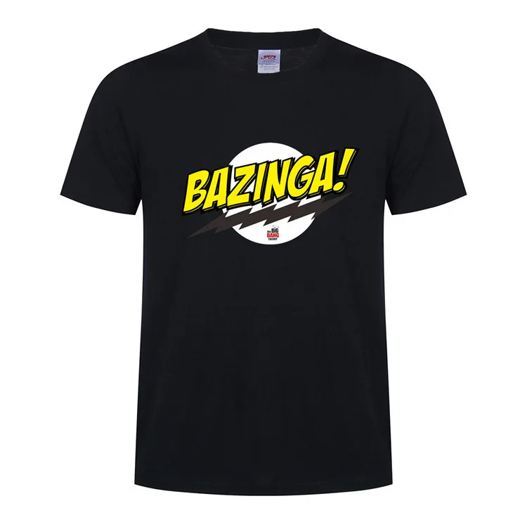 FUYBILL модная новая стильная мужская футболка Bazinga, летняя футболка с коротким рукавом с теорией большого взрыва, хлопковая футболка Шелдон, Мужская футболка, топы - Цвет: Black 2