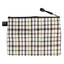 Бежевого и коричневого цвета в клетку с принтом на молнии A5 Бумага Сумка для документов 17 см Ширина
