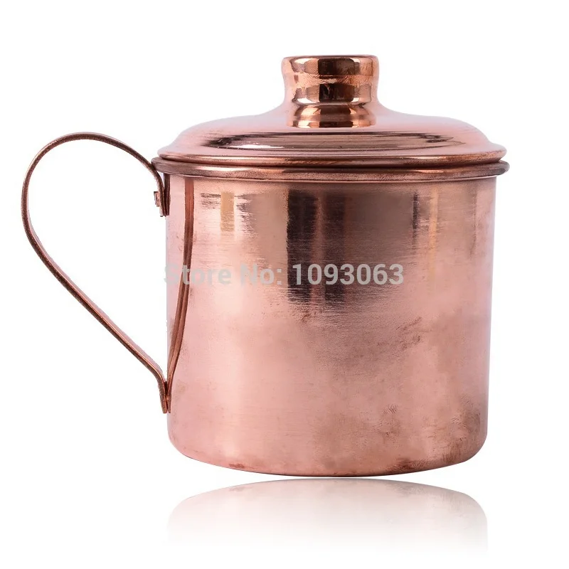 

Pure Copper Cup Mug Solid Fine Polished Prevention of Vitiligo Purple Brass with Lid Gift