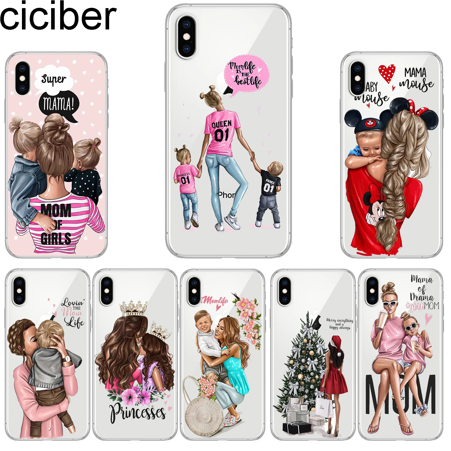 

ciciber Phone Case for iPhone 11 Pro Max 8 7 6 6s Plus SE 5s Soft TPU Cover for iPhone X Xs XR XS Max Case Super mom Girl Coque