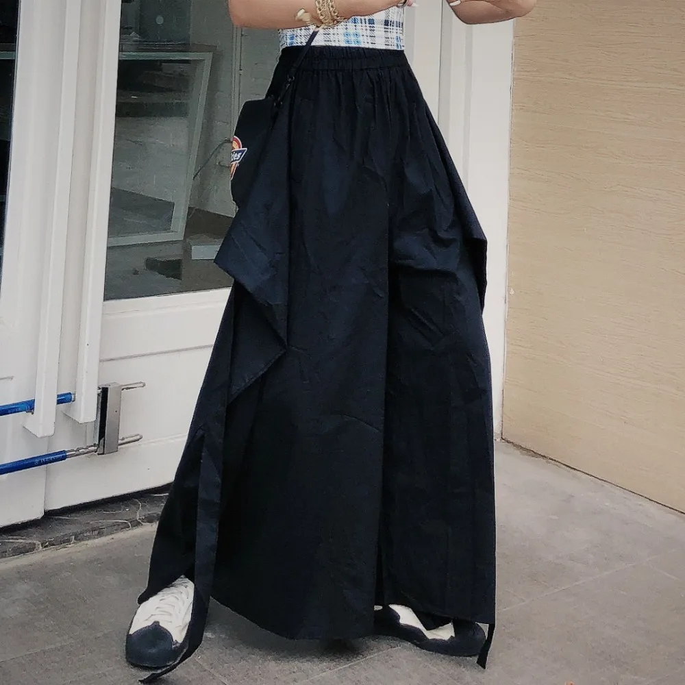 

High-waisted broad-legged trousers Japanese ribbon Samurai trouser fashionable and lazy leisure pant