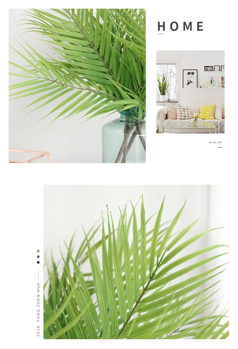 Искусственные пальмовые растения для украшения дома и сада, искусственные зеленые растения, ветка для дома и улицы, Свадебный декор, искусственные растения