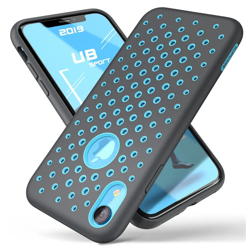 

For iphone XR Case 6.1 inch SUPCASE UB Sport Liquid Silicone Rubber PC Premium Hybrid Case [Hole Pattern] with Heat Dissipation