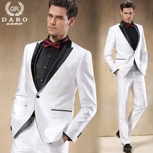 2016 Custom Made White Satin Groom Tuxedos Black Lapel 2 Pieces Wedding Prom Dinner Party Suits Best Man Suit blazer masculino