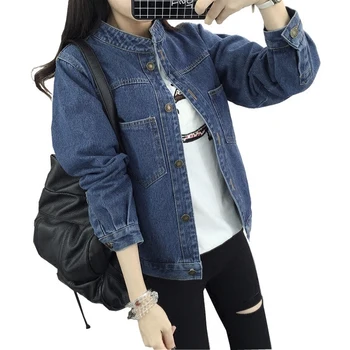 

2019 Women Denim Jacket Jeans Jackets Coat Casual Basic Coats Single Breasted Pocket Vintage Boyfriend Outwear Jaqueta