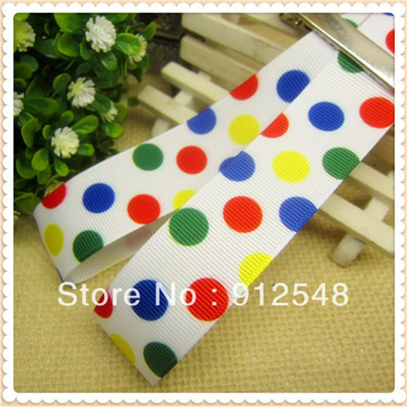 1" (25mm) 2013 color dot printed grosgrain ribbon Gift wrap ribbon 10 style mix 102327