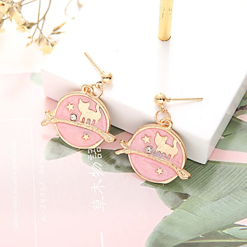 

2019 Women's Earrings Cute Sweet Cloth Flower Long Dangle Earrings For Women Accessories Vintage Pink Earrings Jewelry Gift