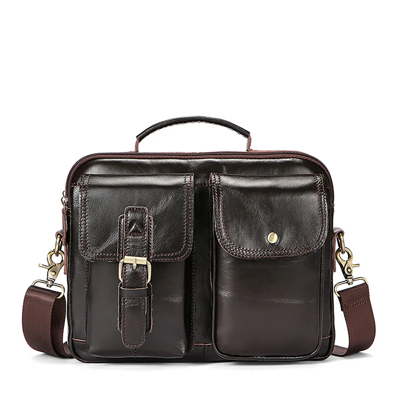 

100% leather top layer cowhide retro one shoulder slung men's portable business men's bag tide