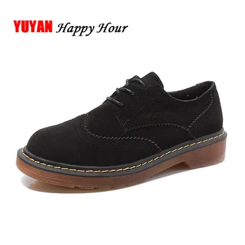 

Fashion Brogue Shoes Women Genuine Leather Shoes Ladies School Casual Shoes Plus Size Women's Flats A257