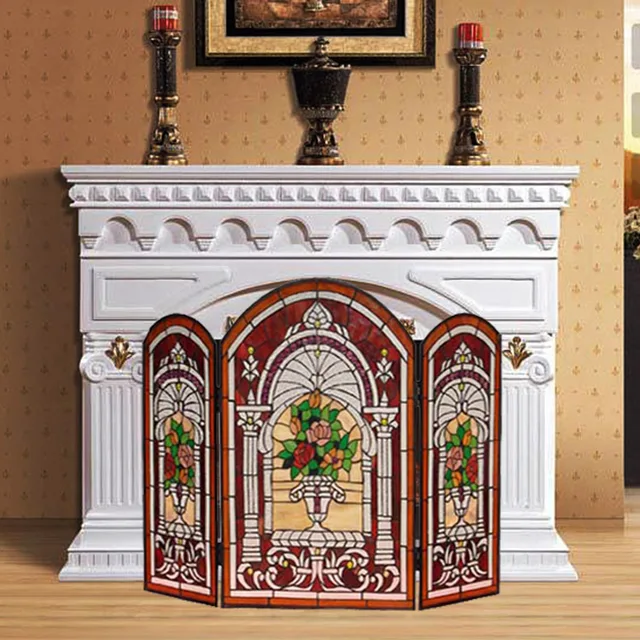 Custom Stained Glass Fireplace Screen Glass Art Glass Church Cafe