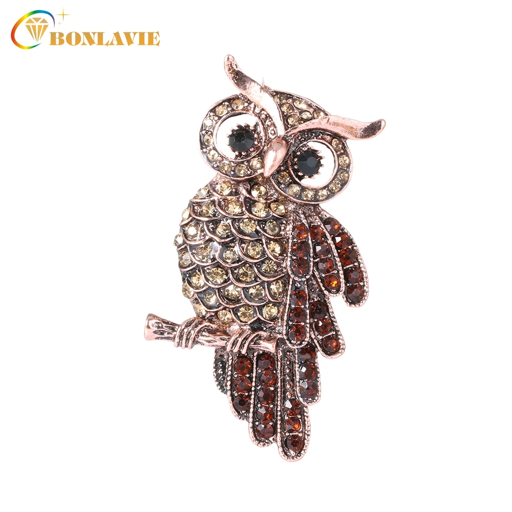 

Vintage Owl Brooch Corsage Scarf Clip Crystal Parrots Brooches Women Lady Sweater Hats Buckles