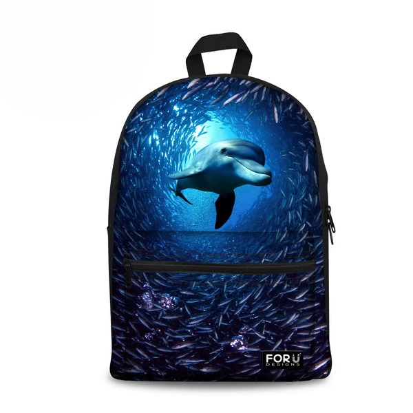 

Customized Popular Children Animal Backpacks,3D College Student Girls Zoo Dolphin Printing School Knapsack Women Travel Backbag