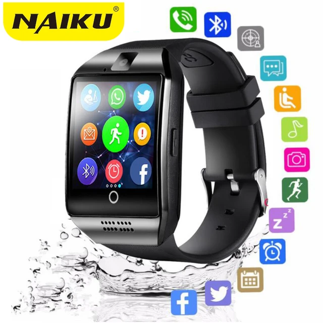Best Price  Bluetooth Smart Watch men Q18 With Camera Facebook Whatsapp Twitter Sync SMS Smartwatch Support SIM TF Card For IOS Android