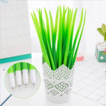 

3pcs Grass-Shaped Creative Feeling Soft Gel Pen 0.5mm Black Refills Children'S Student Stationery Gift School Office Supplies