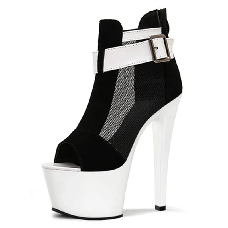 Classique Sexy Chaussures Noir blanc Femmes Fermeture En Cm Éclair 17 Talons Suède Club Mariage Mode Aiguilles Banquet De r0nHxwSrqB