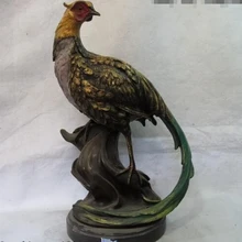 USPS в США S0549 18 Китайский Чистая Бронза Медь фазан Роспись Фэн-Шуй Птица феникс Статуя Искусства