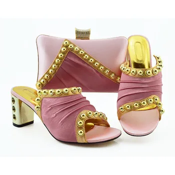 

Pink Color New Design Italian Mature Shoes And Bag To Match Set African Comfortable Heels Party Shoes And Bag Set