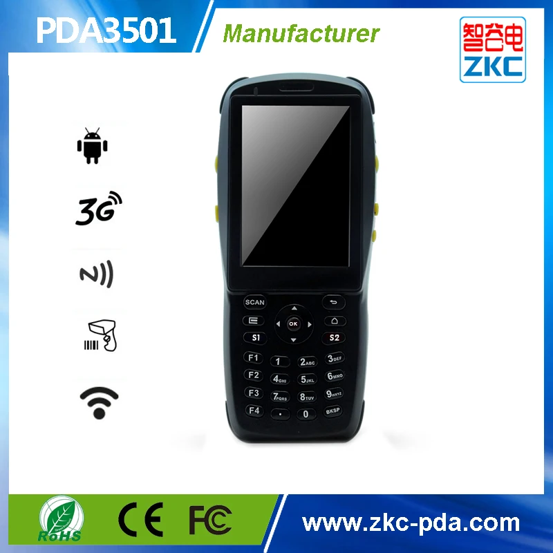 

Android rfid reader phone with barcode scanner rugged industrial 3G wifi bluetooth camera terminal ZKC PDA3501