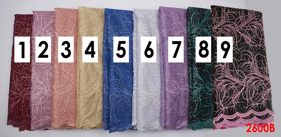 Лучшие продажи африканская кружевная ткань высокого качества кружева с блестками и сетка из бисера тюль ажурная ткань для женщин KS2600B-1
