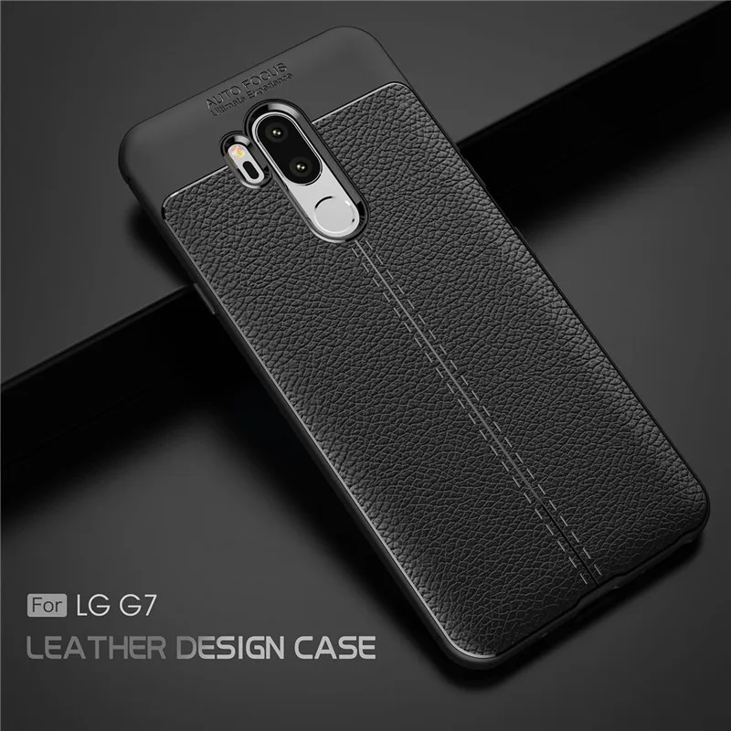 

For LG G7 ThinQ Soft TPU Rubber Lichi Leather Pattern Design Protective Shockproof Flexible Phone Case Cover For LG G7 LG7 Cases