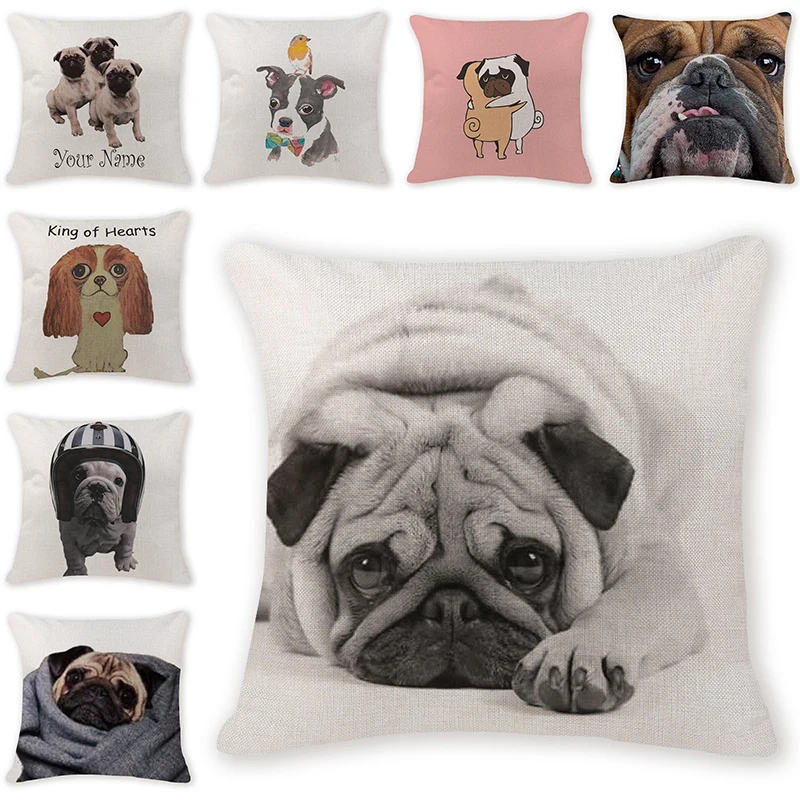 Cartoon Dog Cushion Cover Art Decorative Pillow Case Cute Sofa Throw Pillowcase Car Seat Accessories Home Decor Mom Gift 45x45cm | Дом и сад