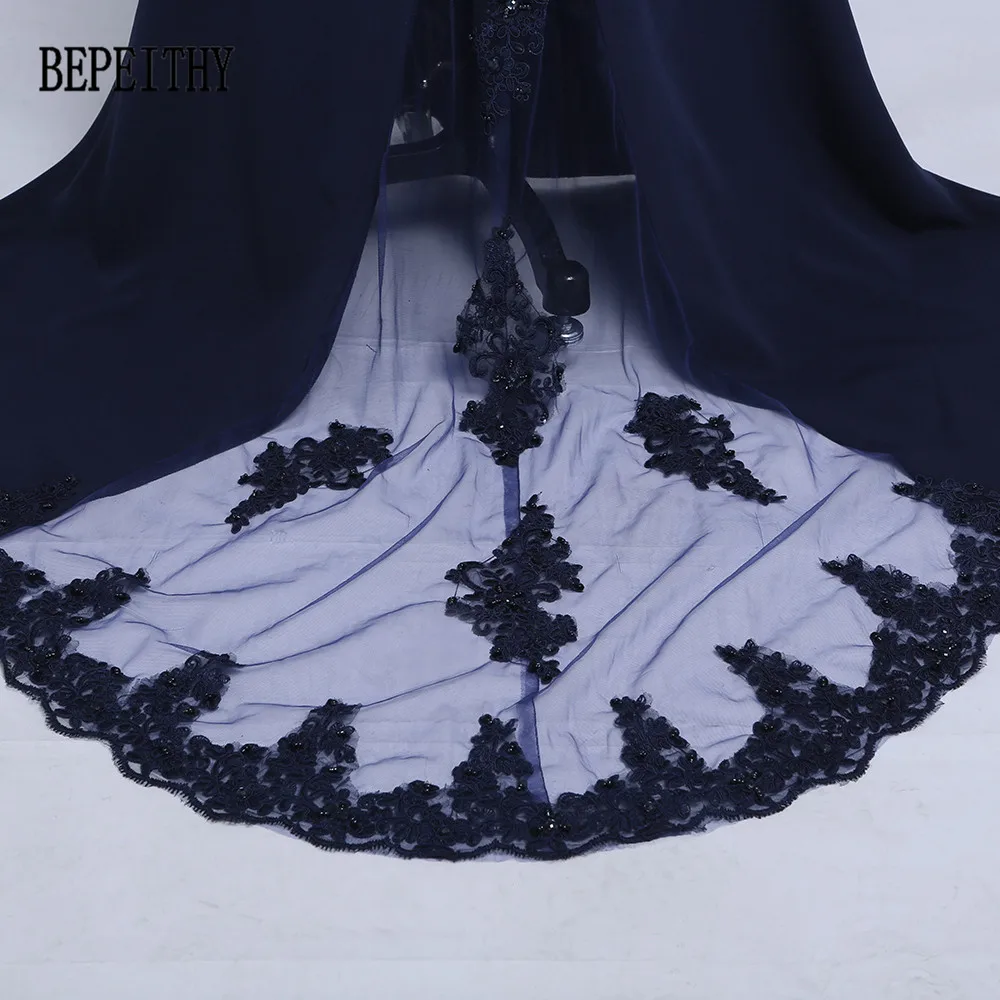 BEPEITHY 2019 Robe De Soiree Mermaid Navy Blue Belt Evening Dress Long Party Elegant Vestido De Festa Off The Shoulder Prom Gown BEPEITHY 2019 Robe De Soiree Mermaid Navy Blue Belt Evening Dress Long Party Elegant Vestido De Festa Off The Shoulder Prom Gown