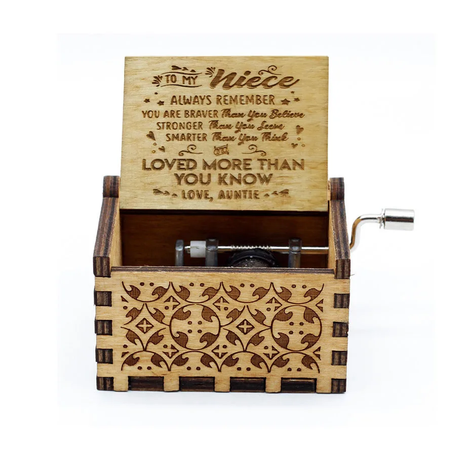 Hand Crank Music Box for Daughter Gifts from Dad, You are My Sunshine Unique Gifts for Daughter Vintage Wooden Music Box