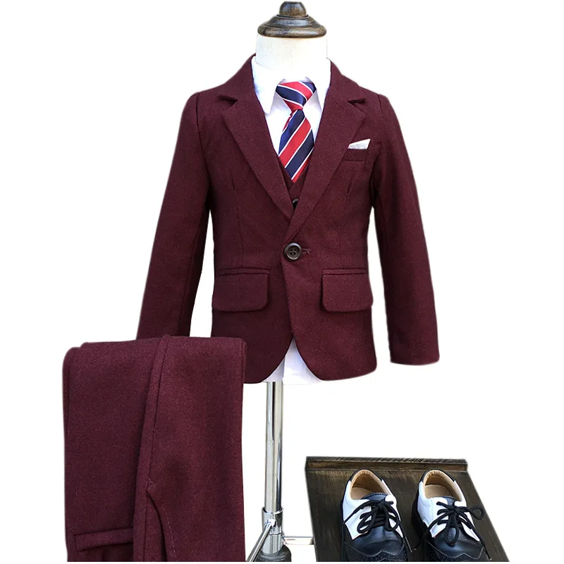 Wine red Boys Blazer 3 pcs/set Wedding Suits for Boy Formal Dress Suit Boys wedding suit Kid Tuxedos Page boy Outfits 3pieces Wine red Boys Blazer 3 pcs/set Wedding Suits for Boy Formal Dress Suit Boys wedding suit Kid Tuxedos Page boy Outfits 3pieces