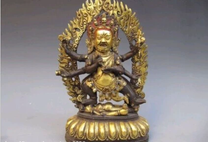 

dr234 Tibet Bronze gild Six Arm Hands Vajrabhairava Mahakala Vajrapani Buddha Statue