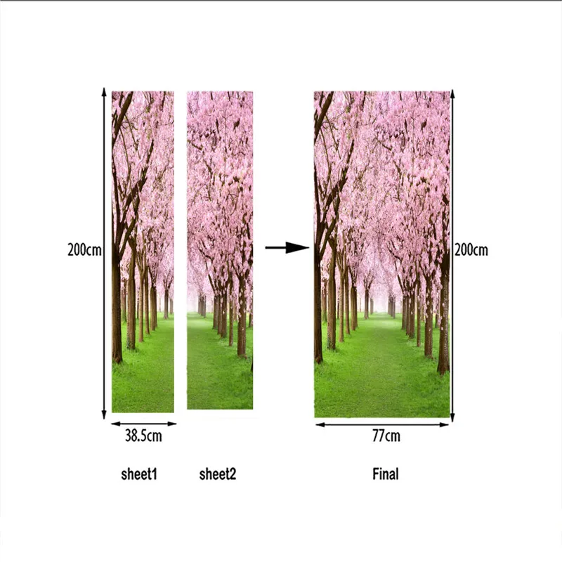 Креативные 3D наклейки на двери из дерева, ПВХ, водостойкие наклейки на двери для ремонта, самоклеющиеся наклейки, сделай сам, домашний декор, наклейка 77x200 см