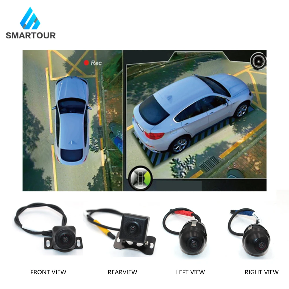 

Smartour car 3D 360 degree bird eye surround view camera blind spot check System DVR,29 kinds of car model HD 2K built-in shock