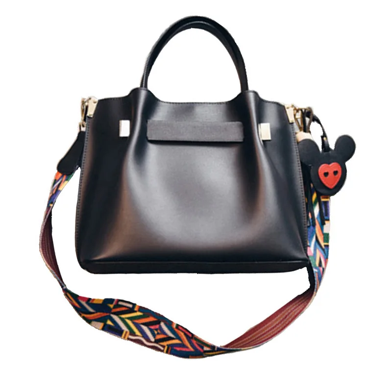 Woman Handbag Wide Strap Bucket Bag Composite Bags Large Capacity Cute