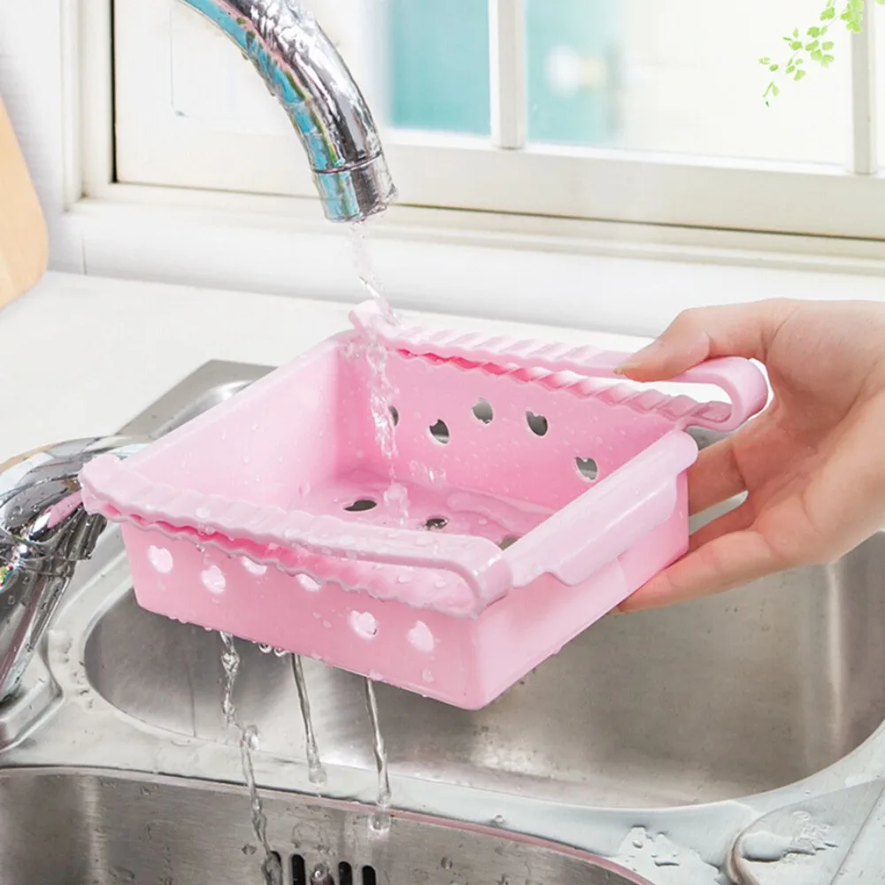 

1PC Kitchen Refrigerator Storage Box Slide Plastic Freezer Fridges Space Saver Holder Food Container Organizer Rack Shelf#T2
