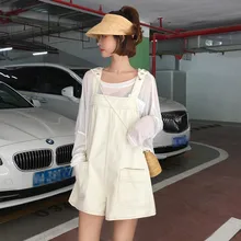 Весна и лето корейский комбинезоны простой женские джинсовые шорты широкие брюки Высокая талия повседневные шорты