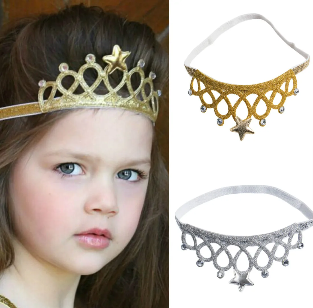 2018 Toddler Infant Baby Girl Crown Headband Birthday Party Tiara Hair Gold Silver Headwear