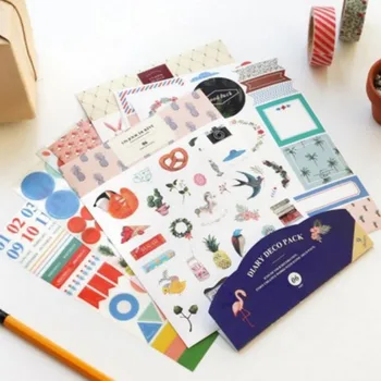 

9 Pcs/pack Lovely Korean Style Diary Deco Pack Plant Animals Stickers DIY Label Sticker Stationery School Office School Supplies