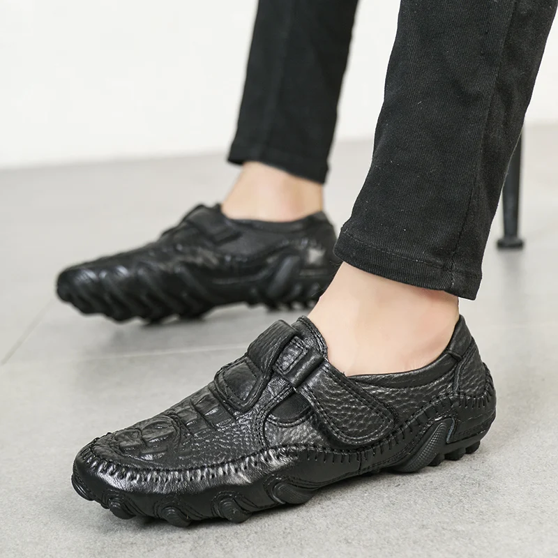 

men Fashion Genuine Leather Shoes Casual Flat Men Loafers Soft Moccasins shoes Breathable Slip on Lightweight Driving Shoes j3