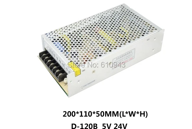 

Free Shipping120W MINI Dual Output Switching power supply Output Voltage 5V 24V AC-DC D-120B