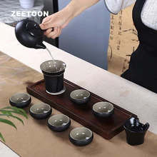 9 шт. наборы японский стиль чайный набор кунг-фу керамика винтажная грубая керамика глазурь чайная чашка чайный горшок чайная чашка ярмарка чашка Чайный фильтр подарочная коробка
