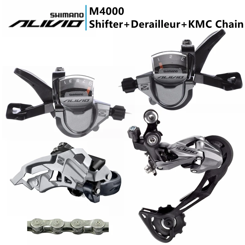 

SHIMANO ALIVIO M4000 Trigger Shifter + Front Derailleurs + Rear Derailleur + KMC Z9 Chain,3x9 Speed 27s Groupset