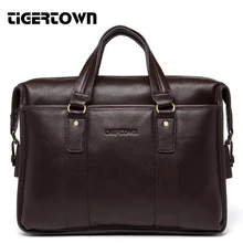 Moda Hombres Del Cuero Genuino del Negocio del Bolso de la Cruz bolsa de Hombro Sólido Café Mensajero de Cuero Real Bolsos de la Computadora