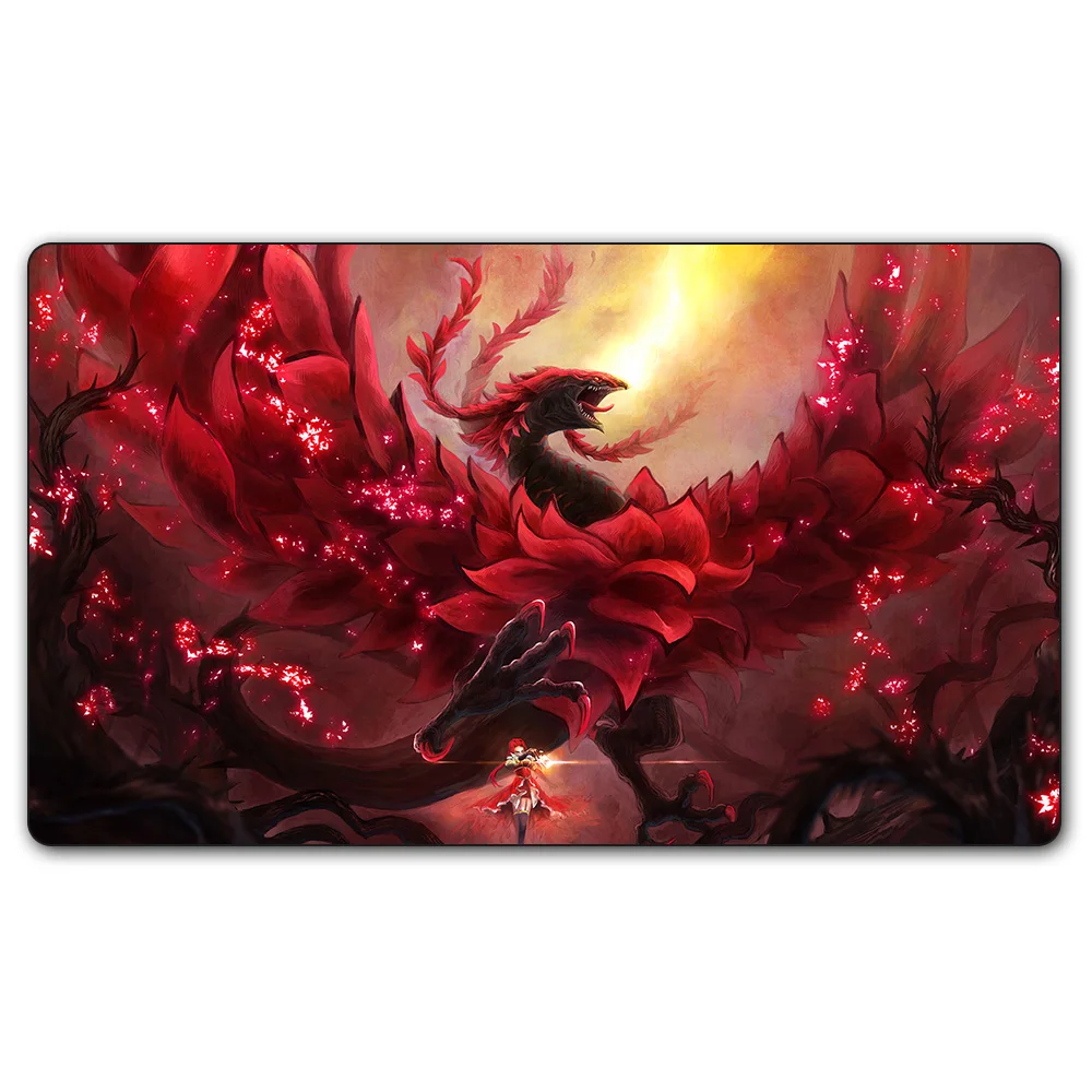 

(#74 YGO Playmat) 14x24 Inches YU-GI-OH Flaming Phenix Board Games YuGiOh Card Games MGT Table Pad with Free Gift Bag