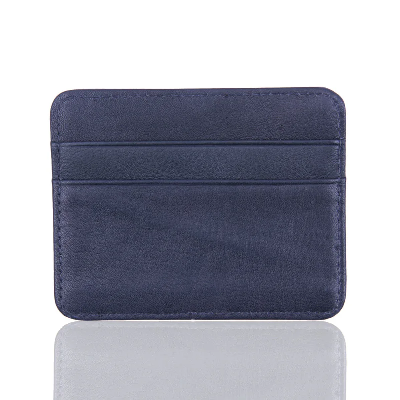 Натуральная кожа легко удобный ID передний карман банк Кредитная карта тонкий кошелек мужской чехол для наличных небольшой держатель для карт - Цвет: blue